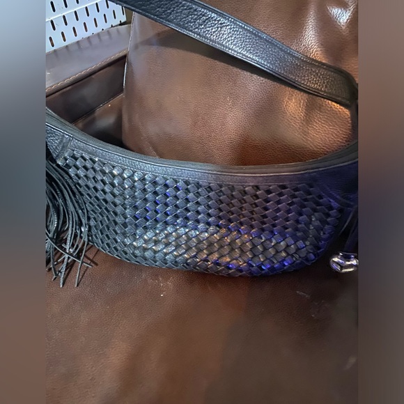 BRIGHTON BLACK WOVEN HANDBAG WITH TASSEL - Picture 7 of 16